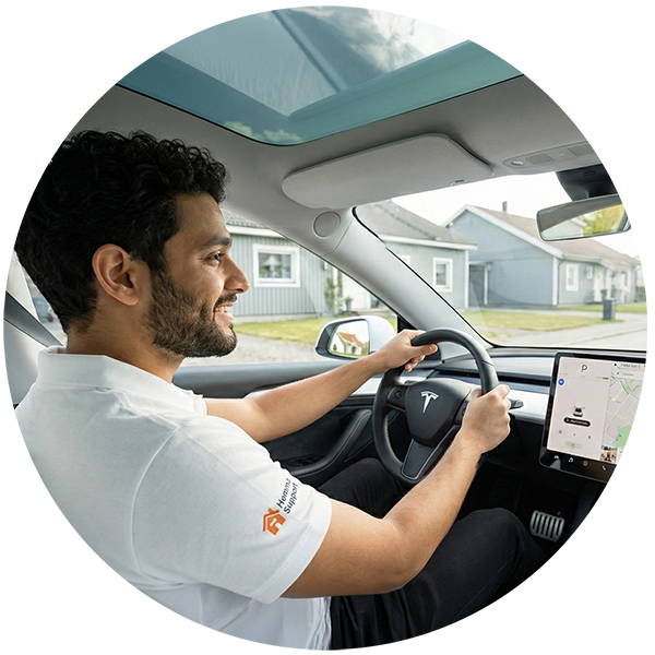 IT-tekniker från HemmaSupport på väg till kund för hembesök i Göteborg