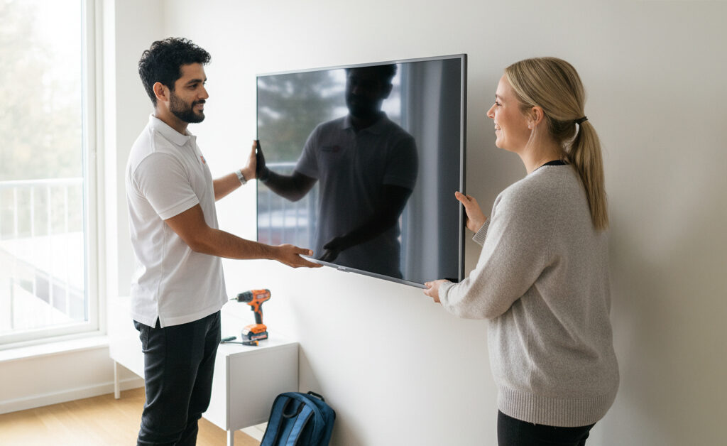 Professionell TV-installation i Göteborg med säker väggmontering av HemmaSupport