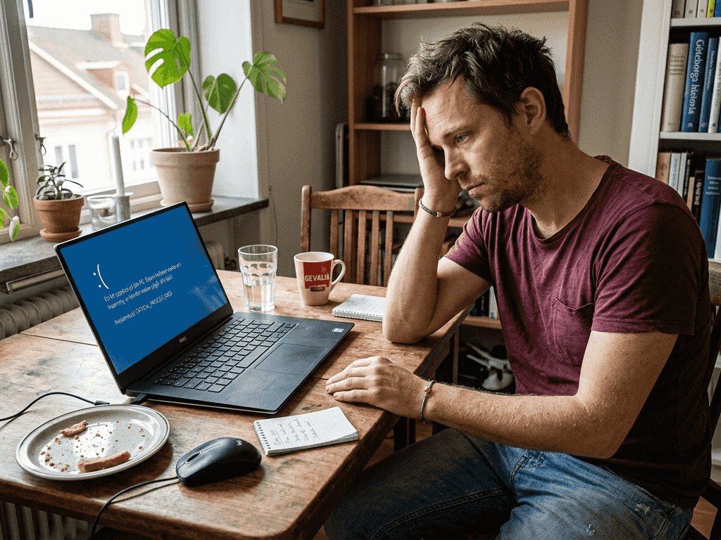 Sitter hemma i Göteborg och försöker få ordning på datorn som strular.