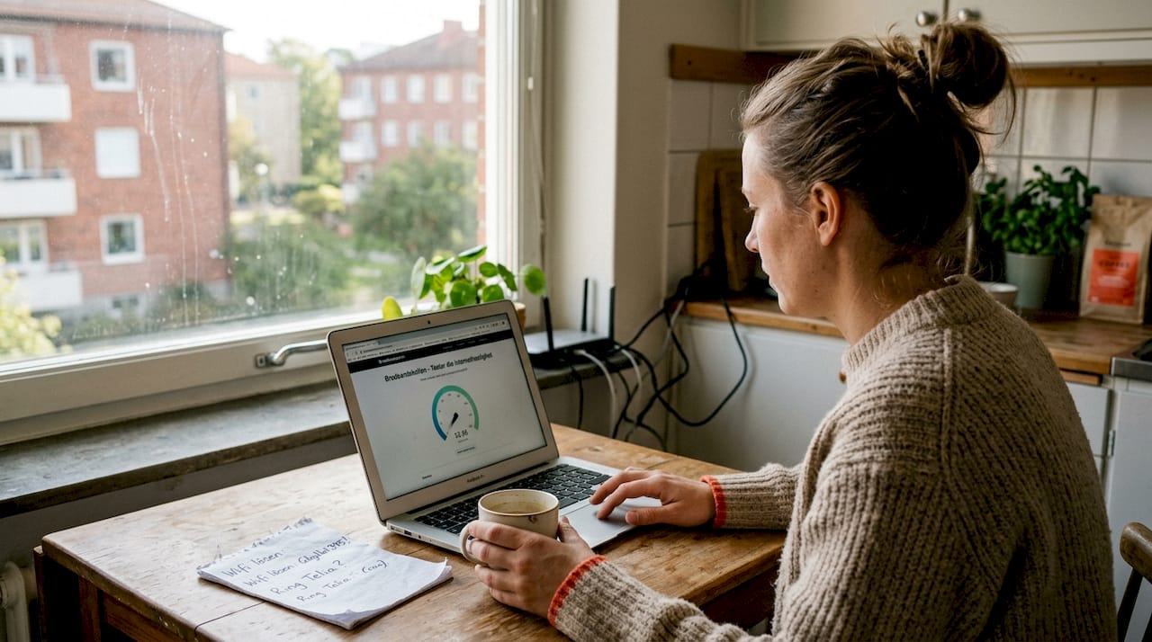 En kvinna försöker ta reda på varför hennes internet är segt hemma.