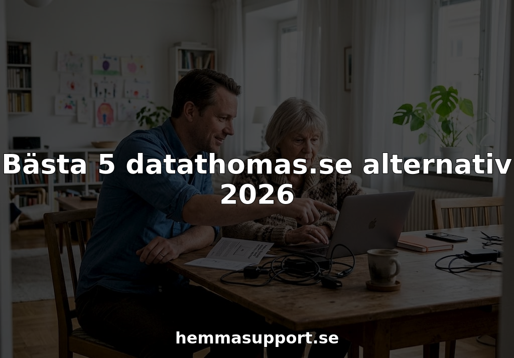 En IT-supportspecialist hjälper en kund på plats hemma i Göteborg.