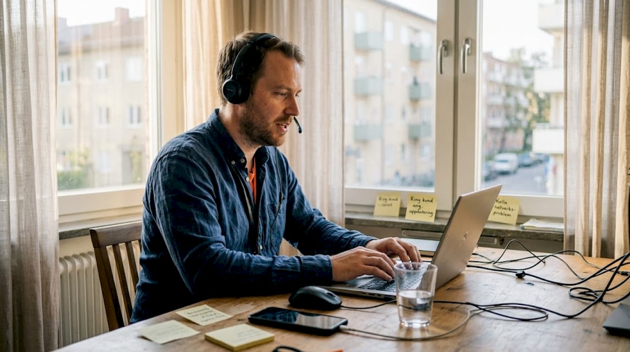 IT-supporttekniker som hjälper användare på distans