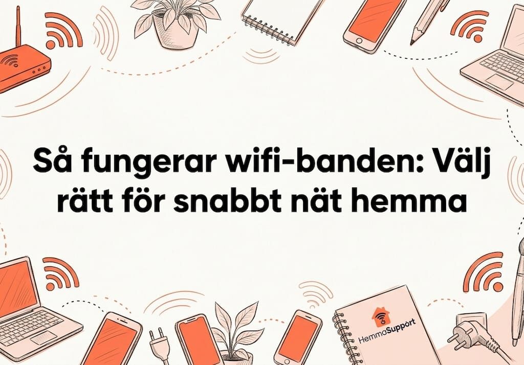 Handritad rubrikskylt med inslag av wifi och digitala detaljer