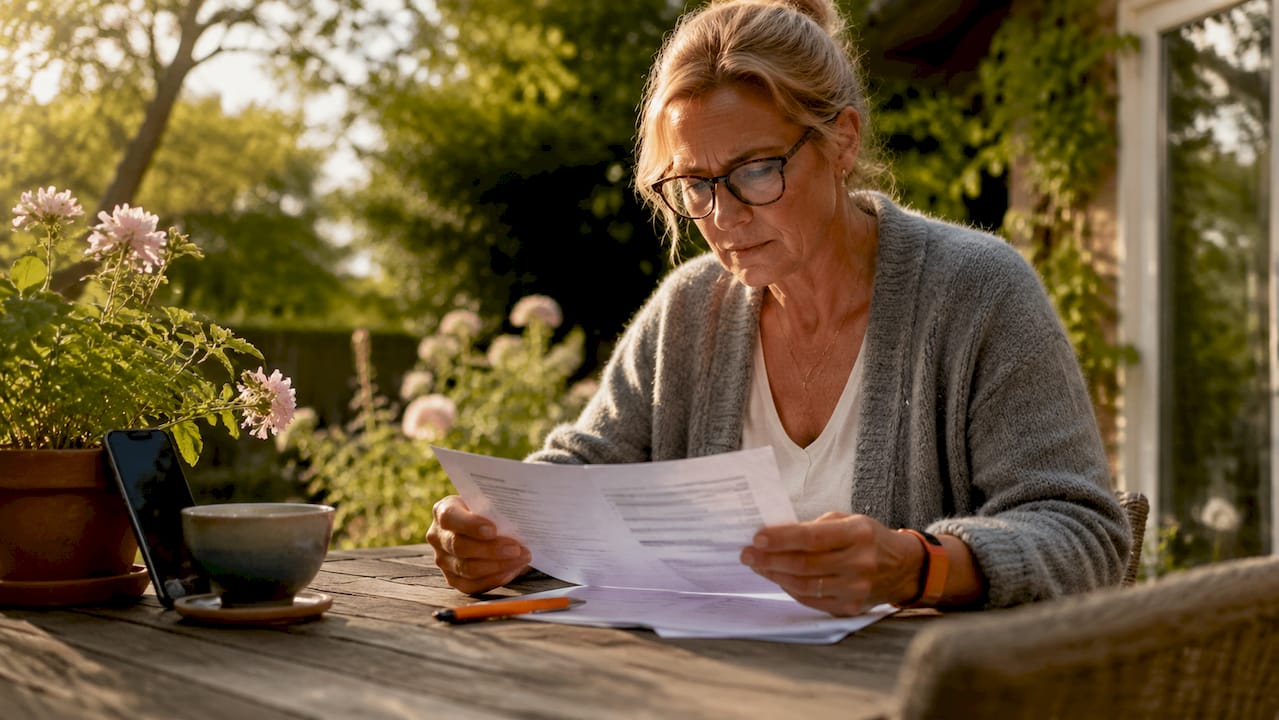 En person som sitter hemma och går igenom sina inställningar för e-post.