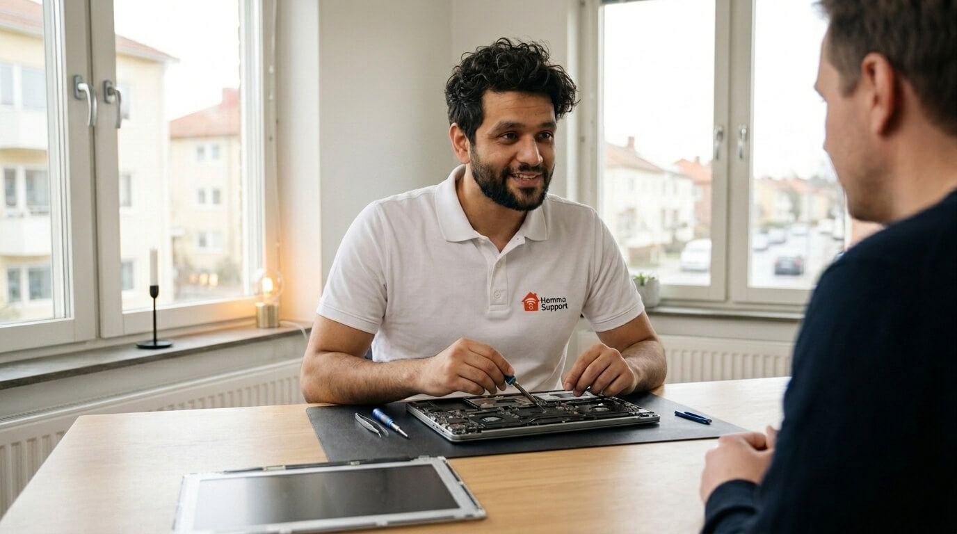 HemmaSupport tekniker kommer hem till kund för professionell datorhjälp i Göteborg