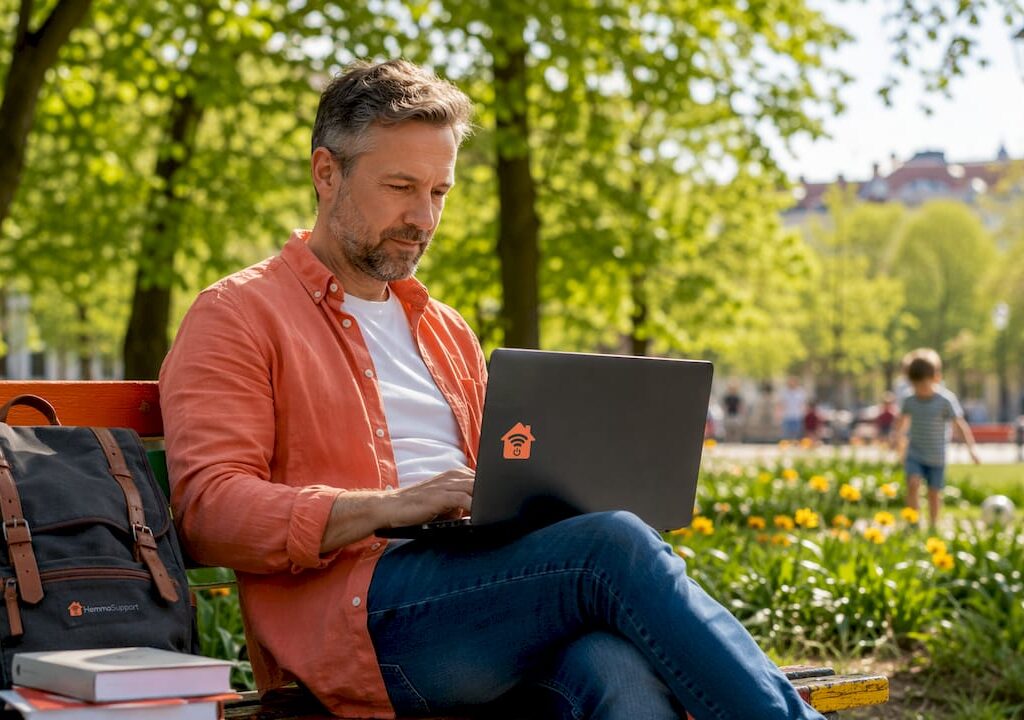 IT-tekniker som hjälper till med datorproblem hemma