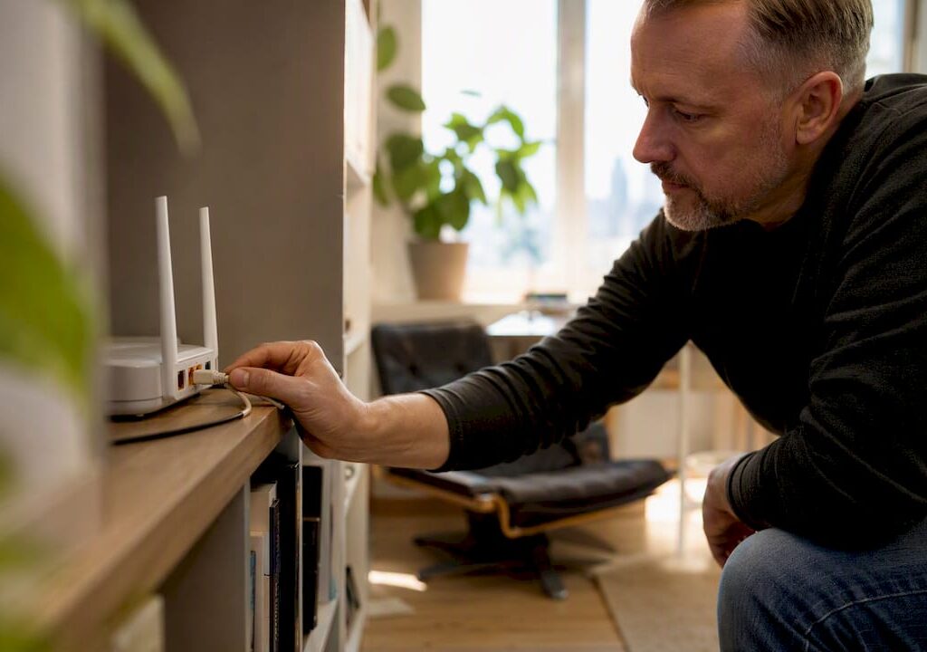 Justerar inställningarna på hemmets wifi-router
