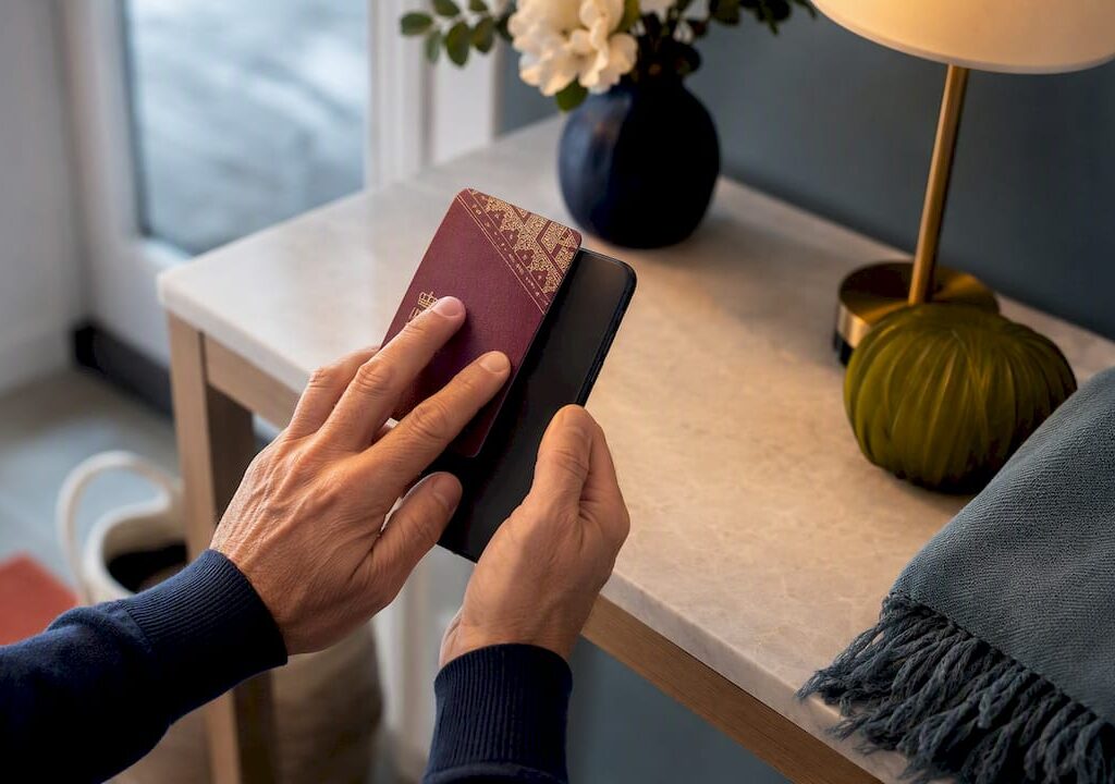 Passet scannas med den nya mobilen