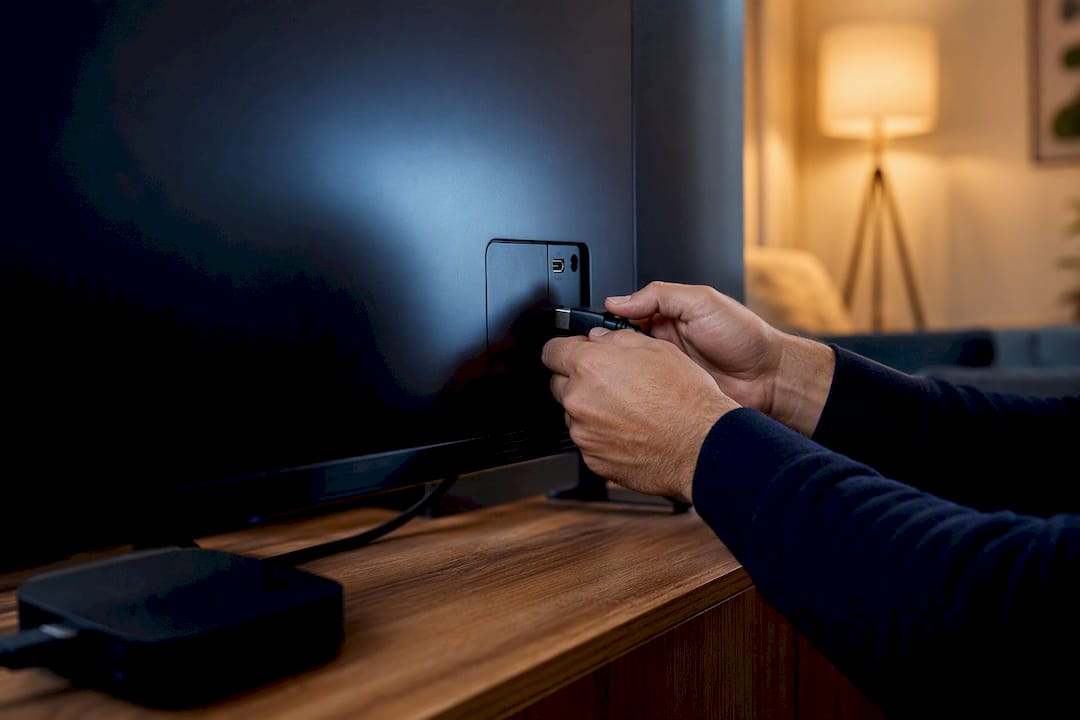 Svart TV-skärm med HDMI-anslutning