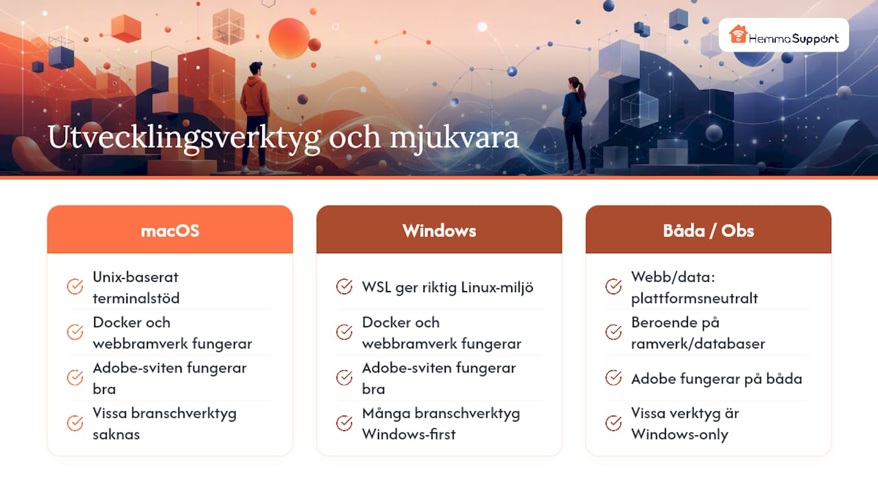 Utvecklingsverktyg och professionell mjukvara utöver standard — overview diagram