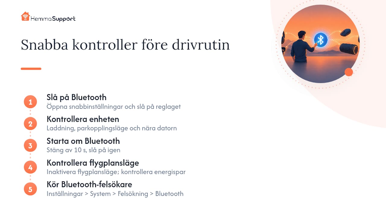 Fem steg för att felsöka Bluetooth i Windows