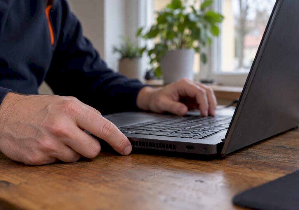 Tekniker undersöker kylsystemet på en bärbar dator